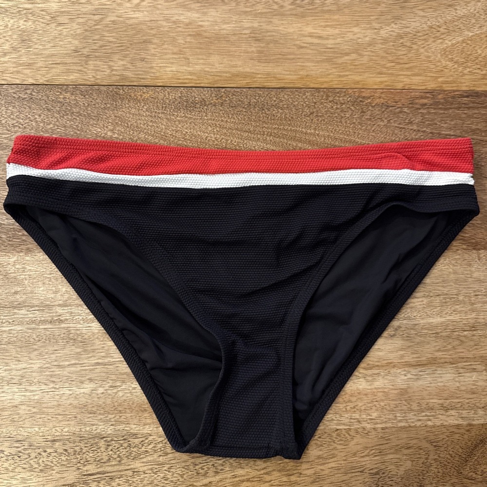 Tommy Bahama Island Cays Colorblock Hipster Bikini Bottom Black UPF 50 Medium